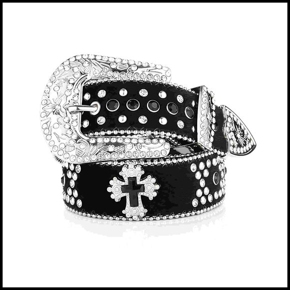 Rhinestone Studded Western Leather Belt Y2K Goth Punk Rock Designer Accessory main image 6